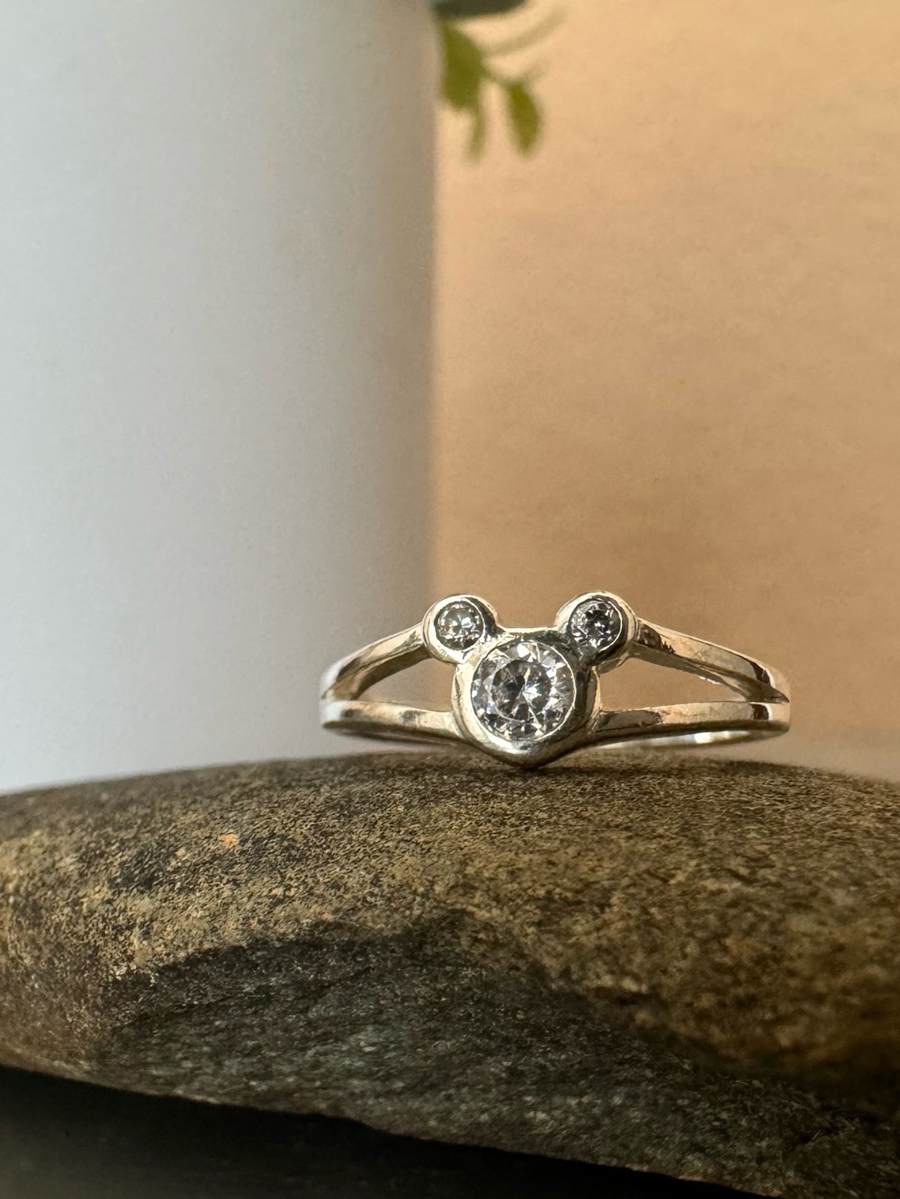 Disney 925 Silver Ring with Clear CZ Mickey Cluster